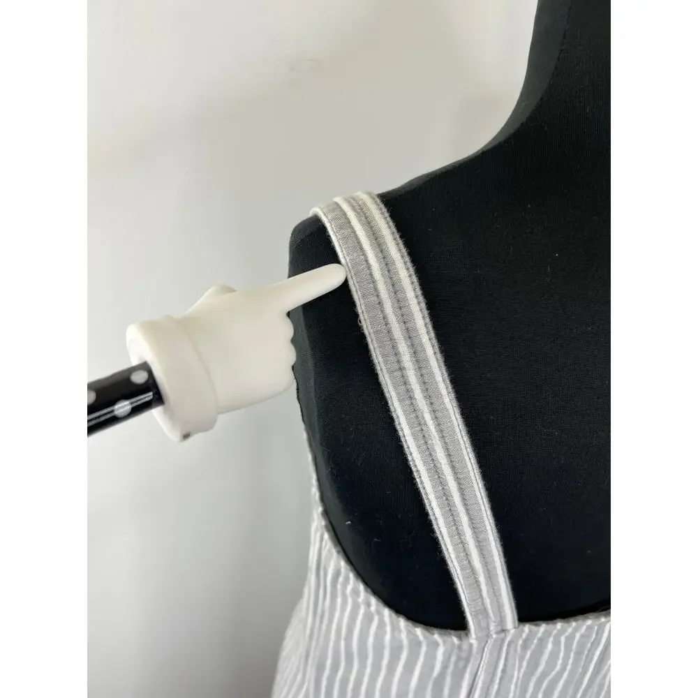 Free People Gray White Striped Button-Down Living Color Mini Dress Size M Medium